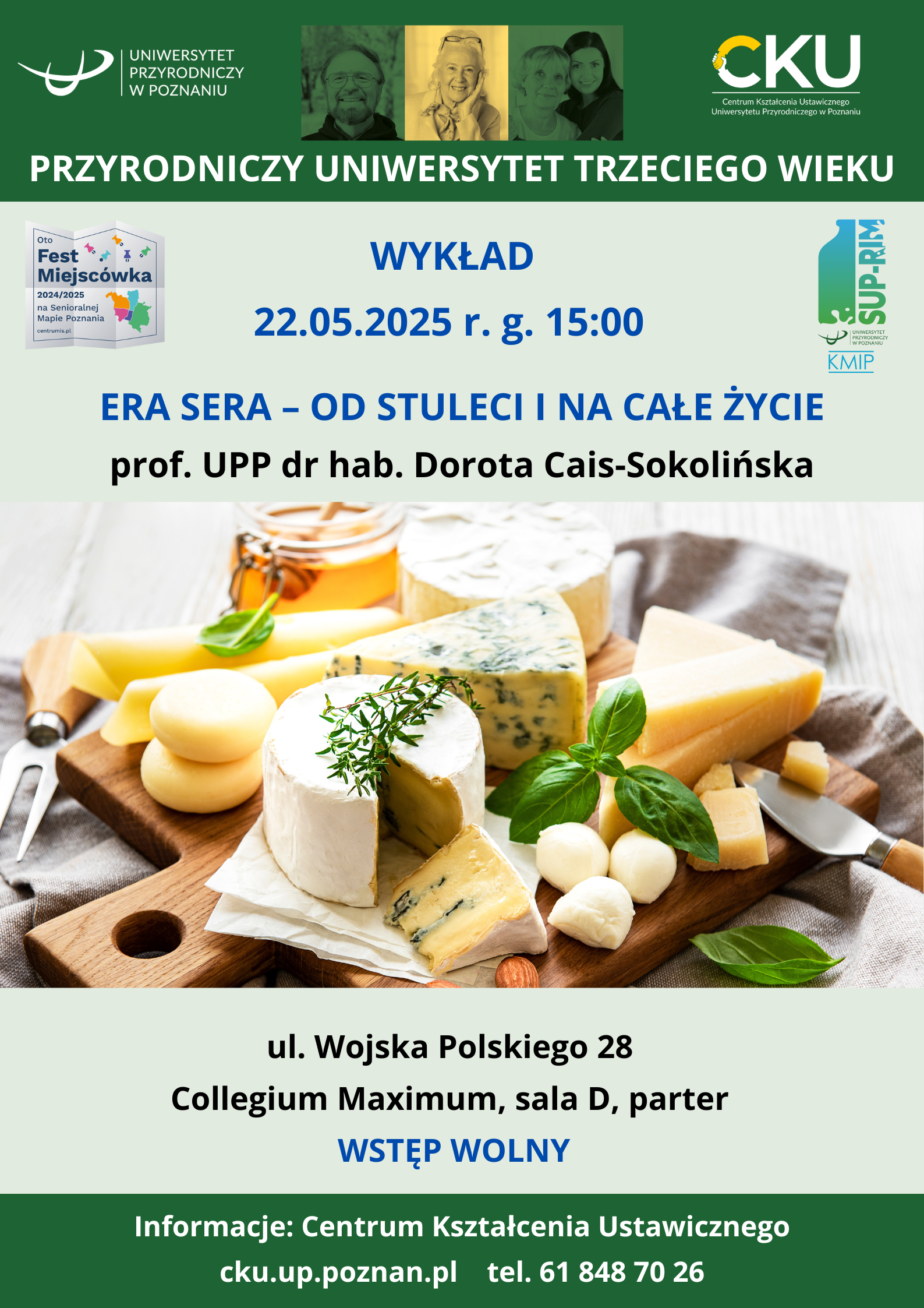 Na drewnianej desce położone są różne gatunki sera pleśniowy, mozarella, twardy żółty, blue. Przyozdobione są listkami bazylii
